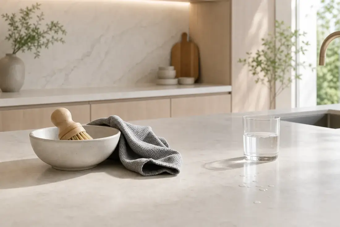 Entretien d’une cuisine haut de gamme avec plan de travail clair